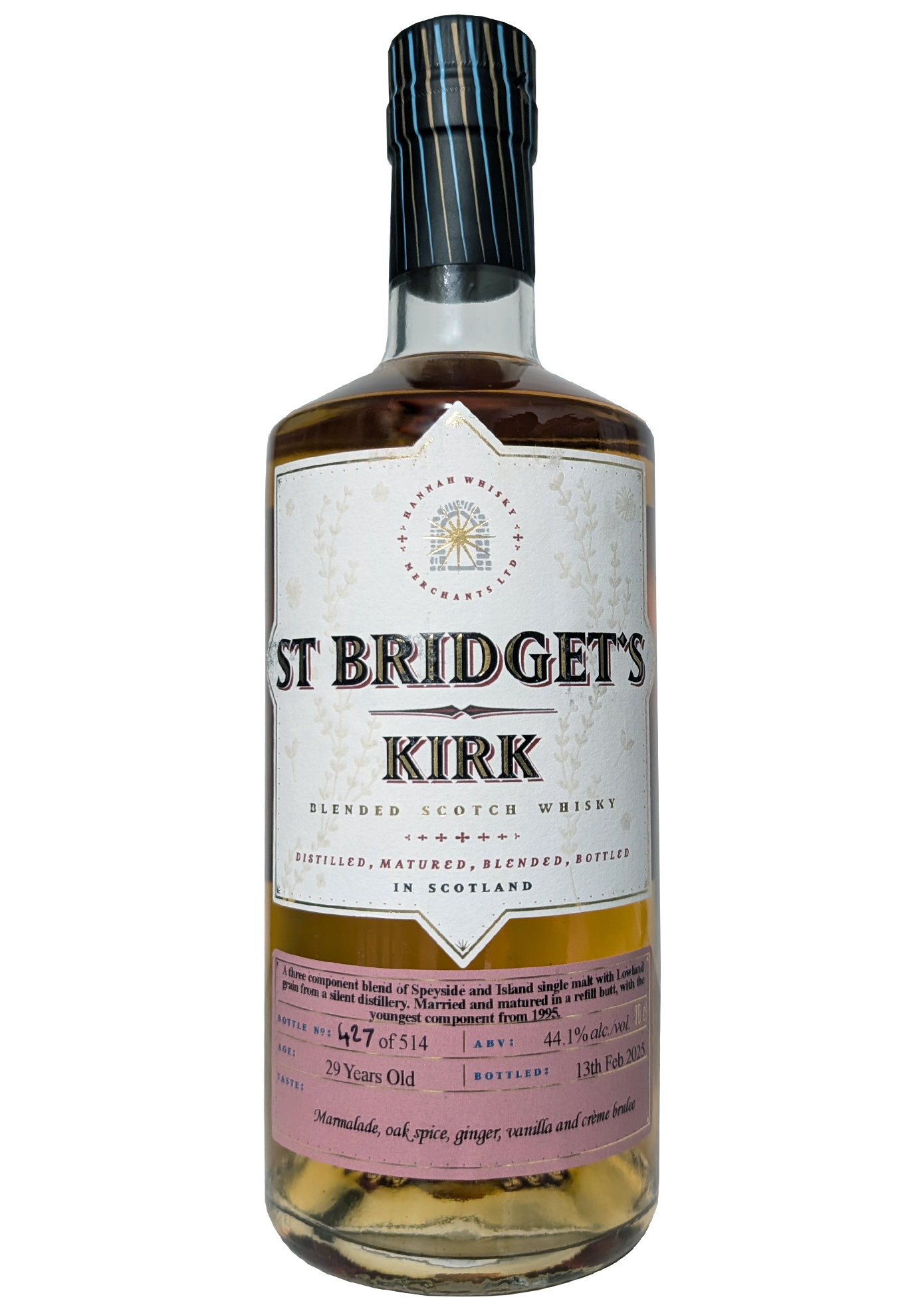 HANNAH WHISKY MERCHANT St Bridget’s Kirk 29 Year Old Blended Scotch 70cl