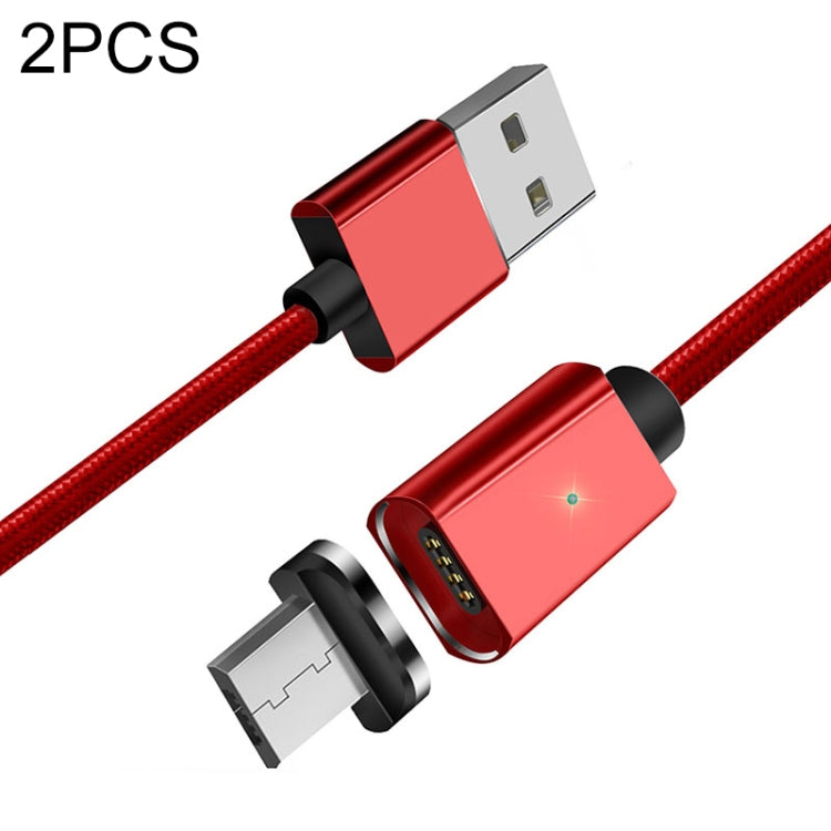 GARSUPPLY 2 PCS ESSAGER Smartphone Fast Charging and Data Transmission Magnetic Cable with Micro USB Magnetic Head, Cable Length: 2m(Red)