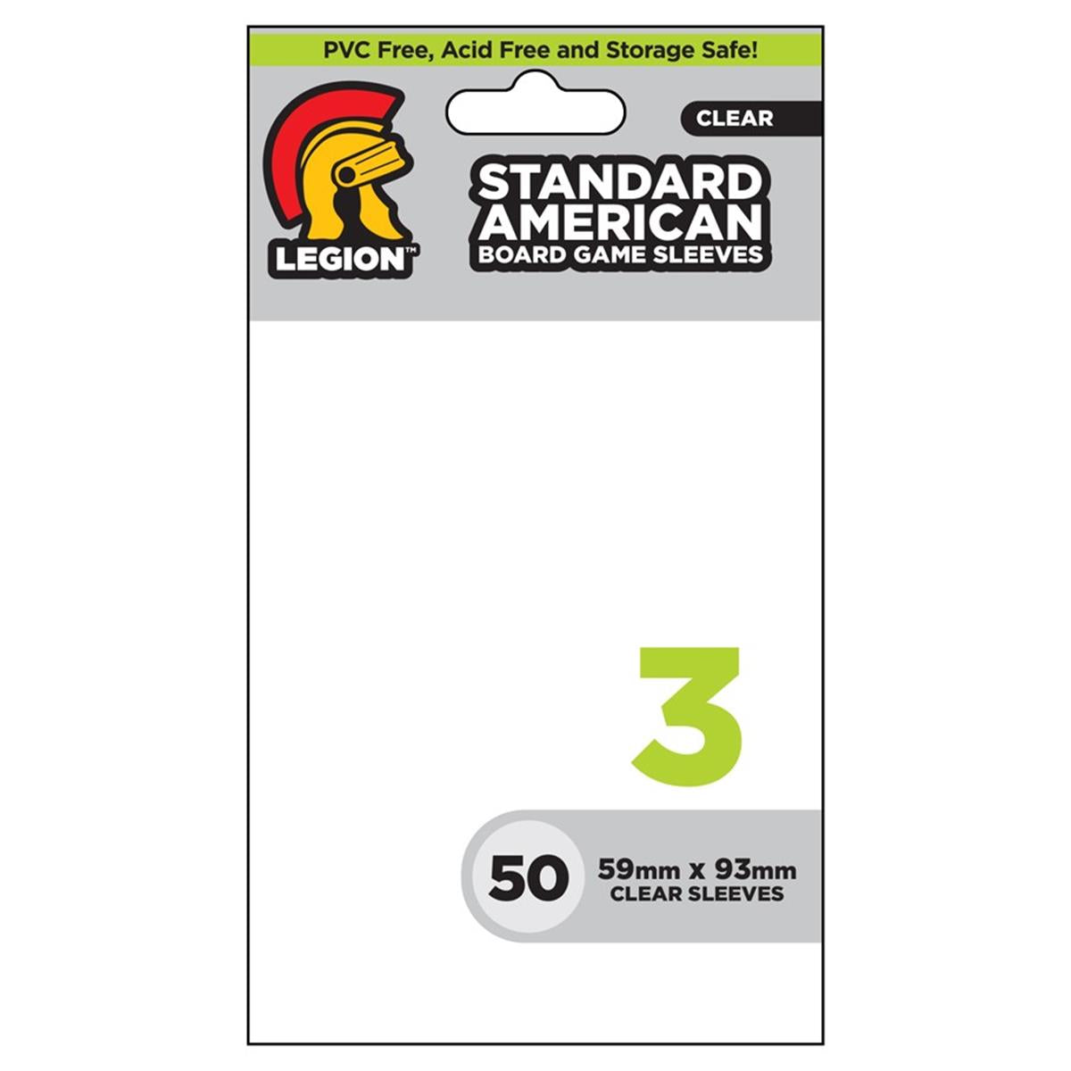 2297 Legion Supplies  Legion Boardgames Standard American Clear Sleeves  Pack of 50
