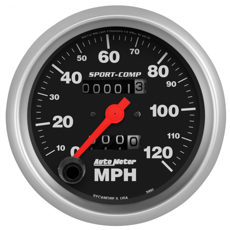 Autometer Sport Comp 3 3/8 inch 120 MPH Mechanical Speedometer
