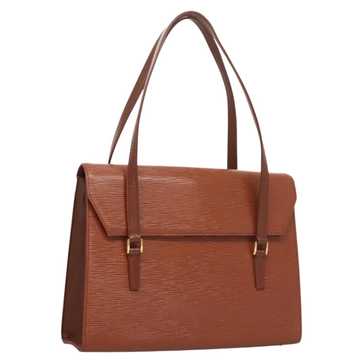VALENTINO Shoulder Bag Leather Brown Gold Auth ar13655
