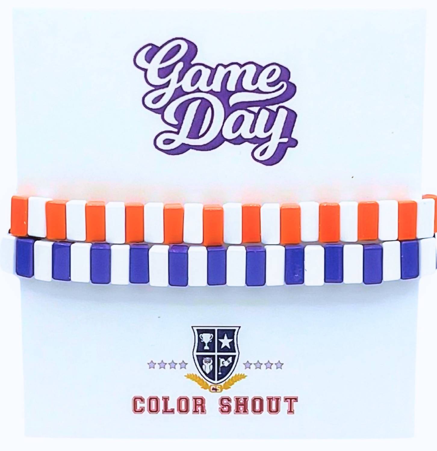 2244 Unisex   Game Day: Team Colors Enamel Tile Double Stack Bracelet In Orange purple