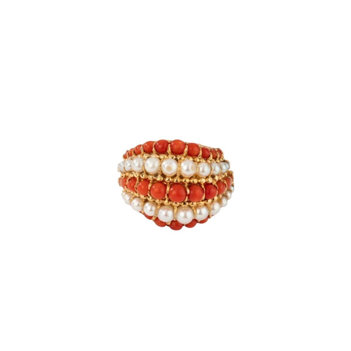 BGC VAN CLEEF & ARPELS Cocktail ring in yellow gold  coral and pearls