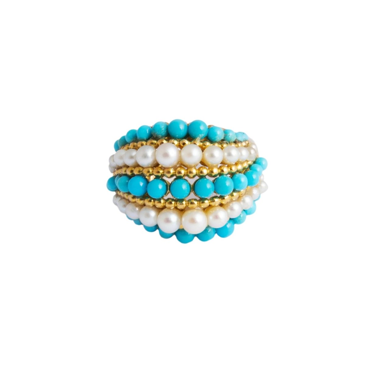 BGC VAN CLEEF & ARPELS ring in yellow gold  pearls and turquoise