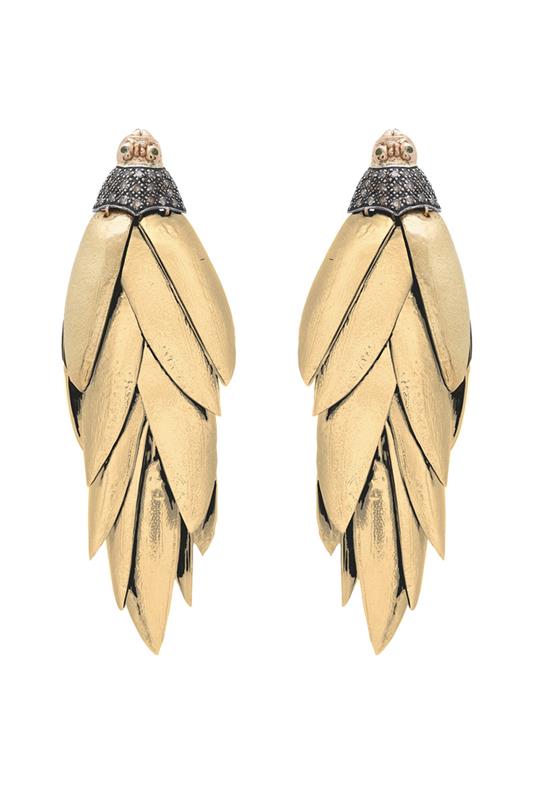 BIBI VAN DER VELDEN Scarab Bunch Gold Earrings