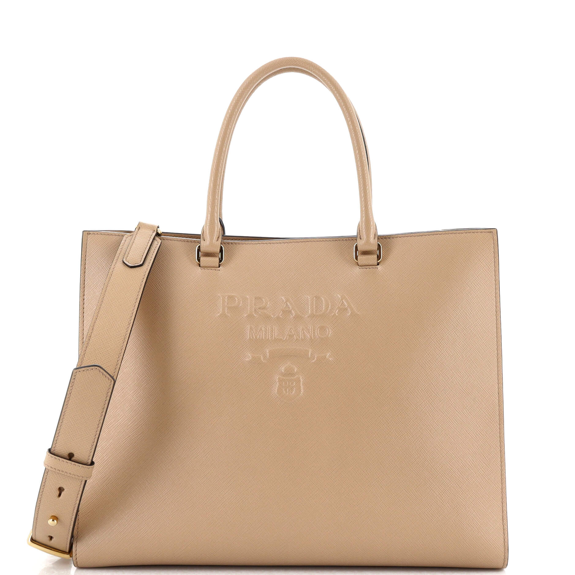 2860 Lux Embossed Logo Tote Saffiano Leather Large
