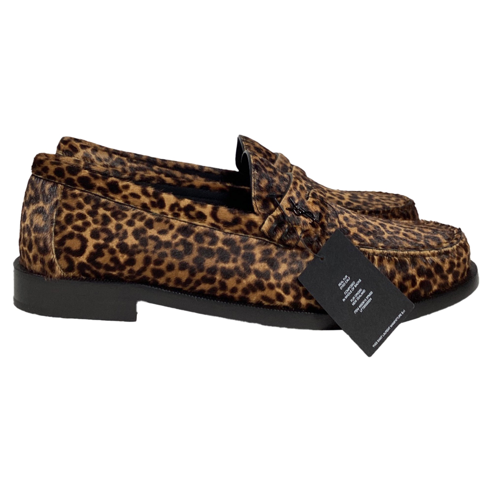 2604 Saint Laurent Le Loafer Leopard Shoes in Brown Calf Hair