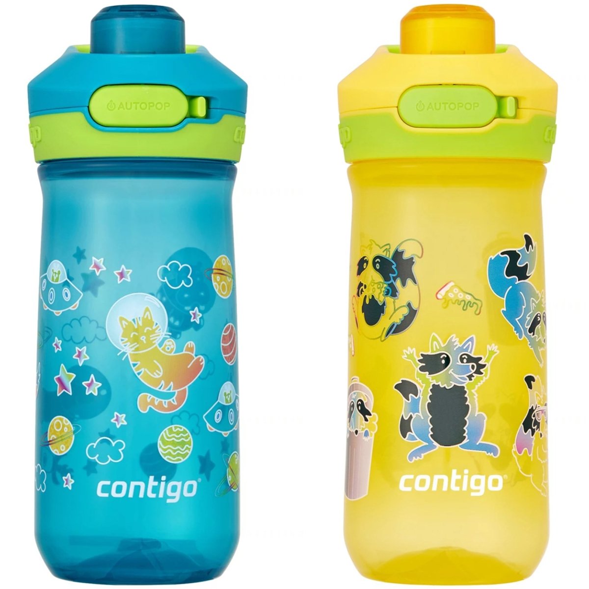 Contigo Kid's 14 oz. Jessie Water Bottle 2 Pack   Spacecraft/Trash Pandas
