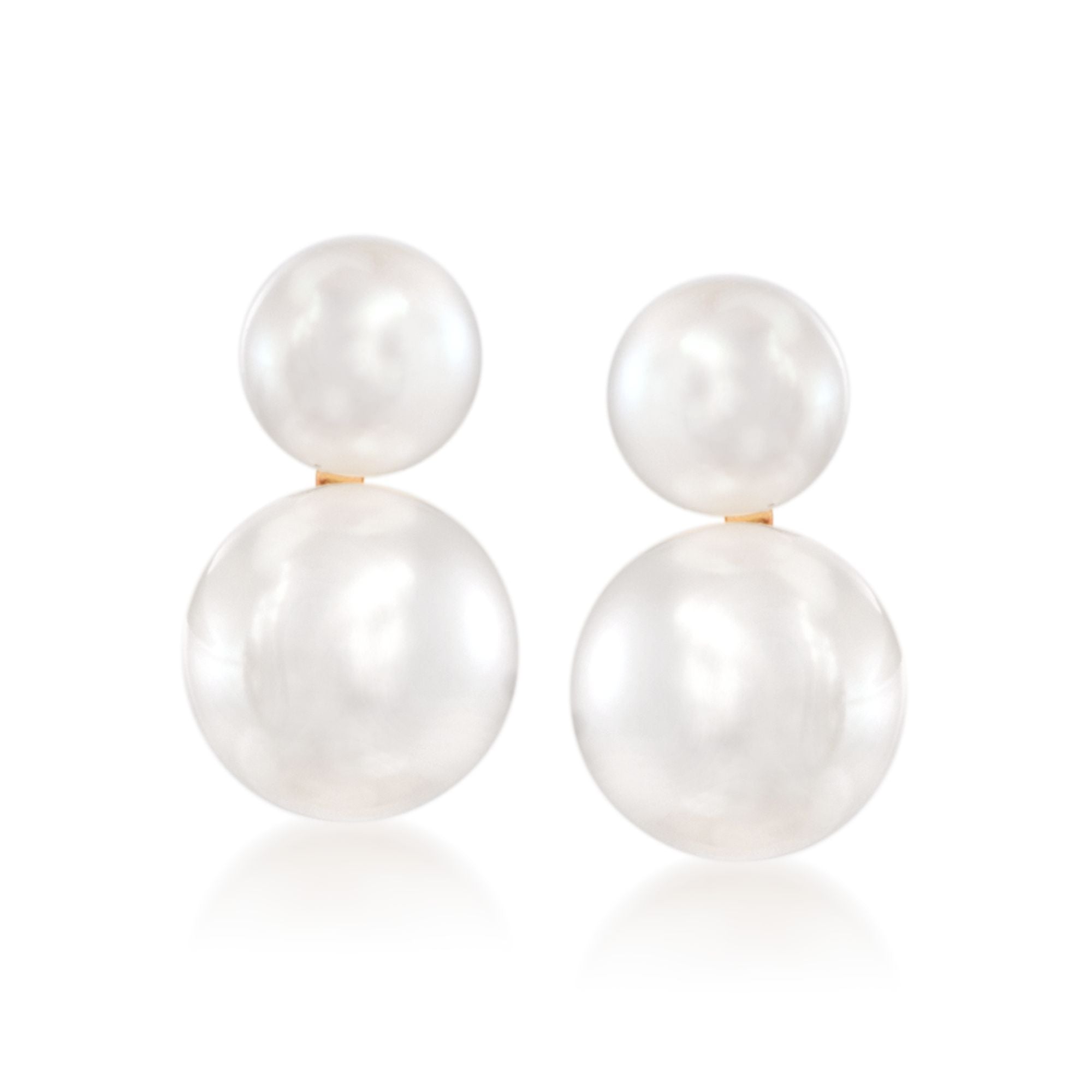 2023 Ross Simons 5 7.5mm Cultured Akoya Pearl Double Drop Earrings in 14kt Yellow Gold