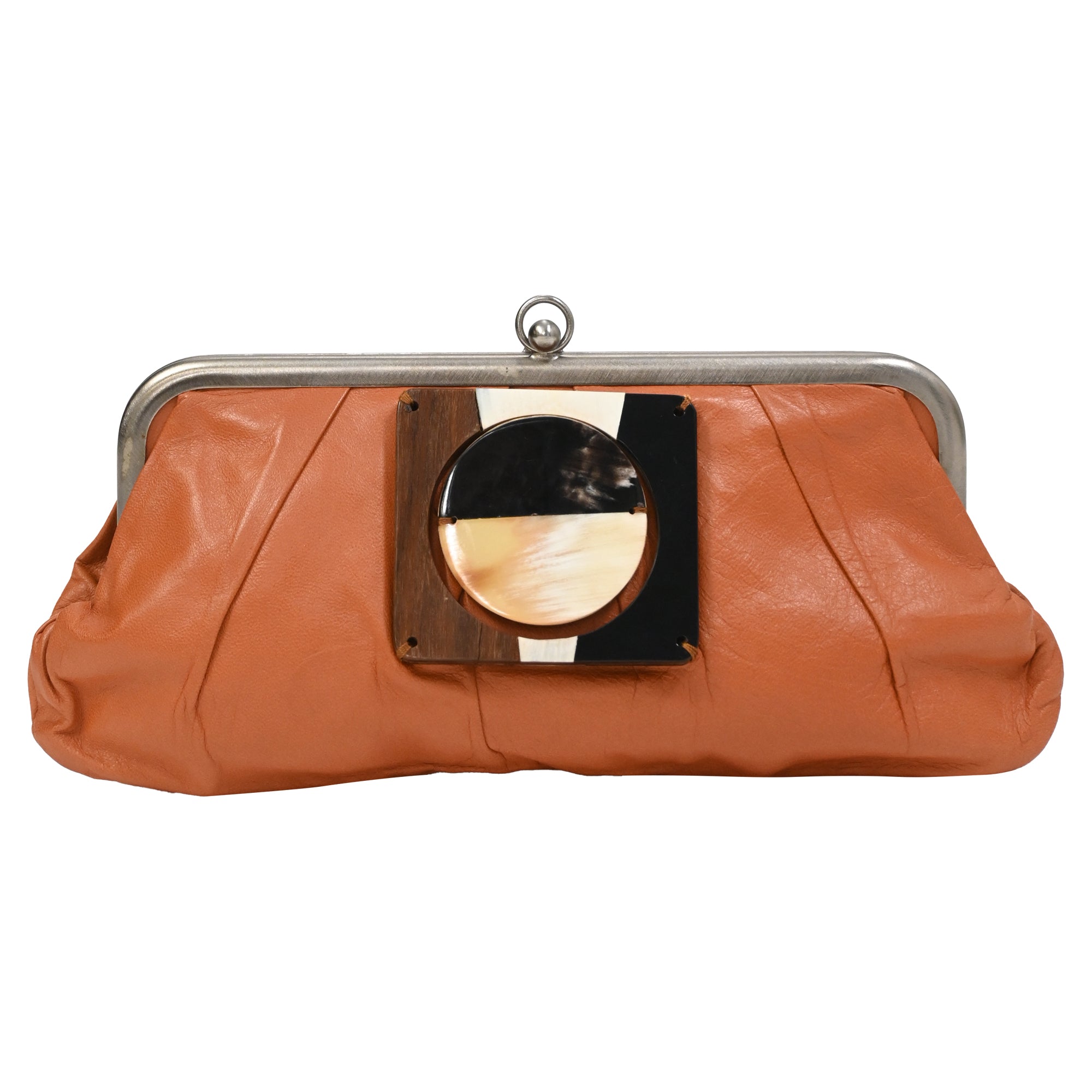 2604 Marni Kisslock Clutch in Orange Leather