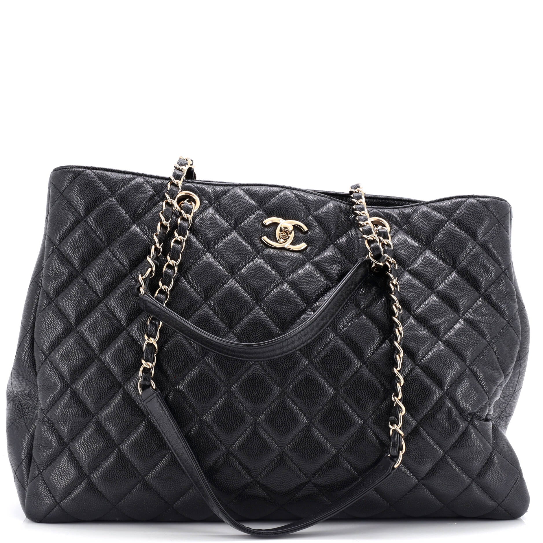 2860 Classic CC Shopping Tote Quilted Calfskin Large