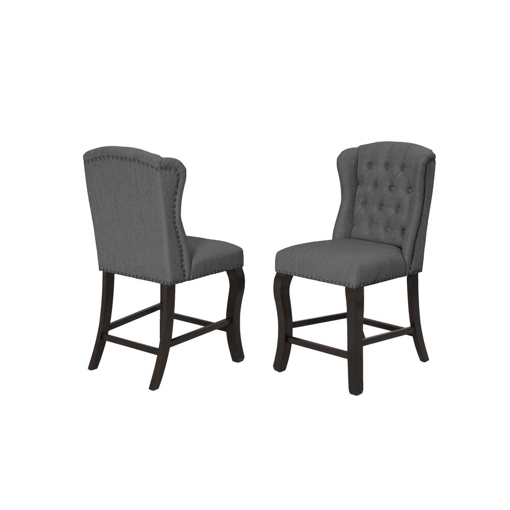 2736 Counter Height Upholstered Side Chairs with Tufted Buttons and Nailhead Trim