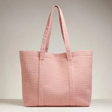SENSIBLING CORP Grid Pattern Tote Bag Salmon