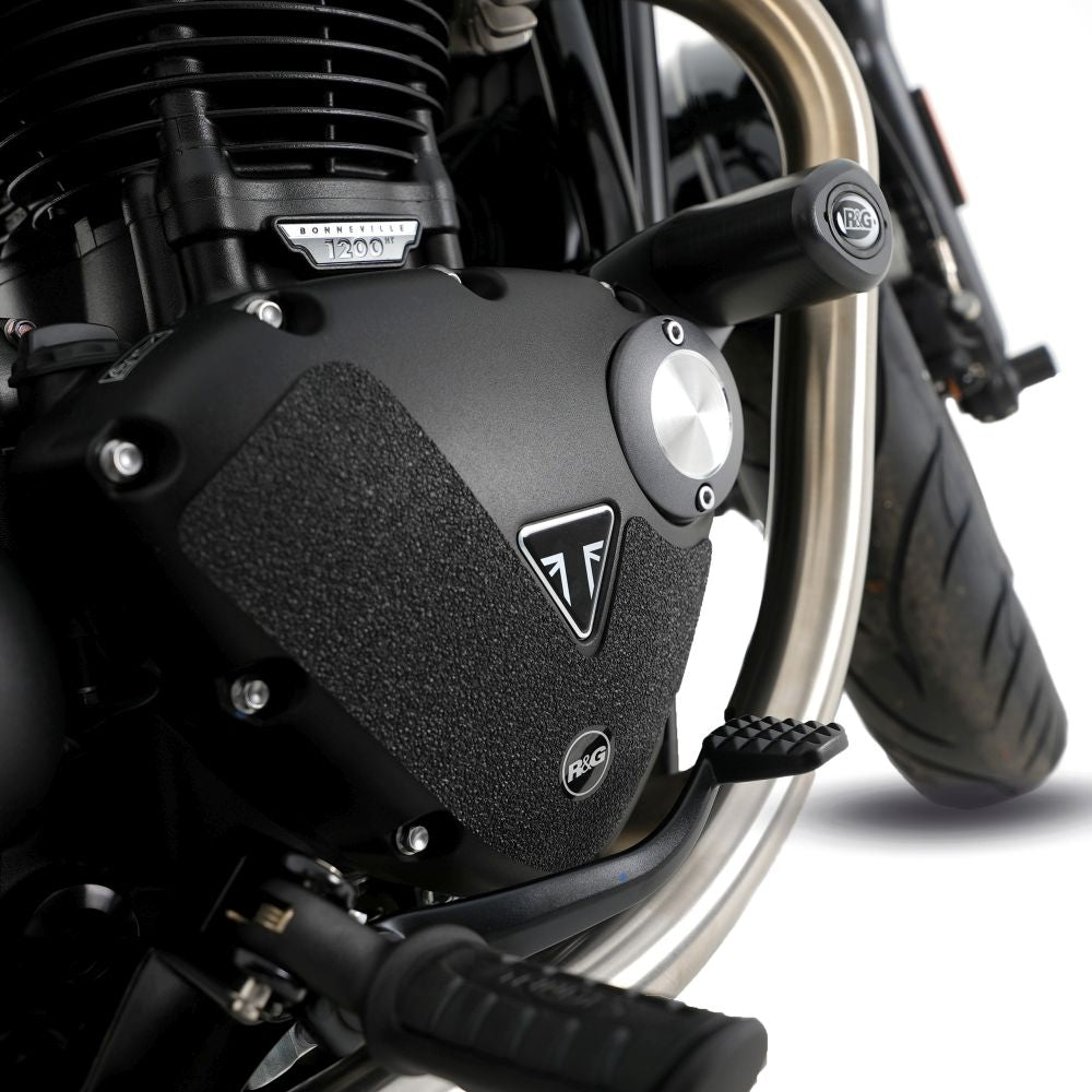 R&G Racing Black Boot Guard Kit For 2017 2024 Triumph Bonneville Bobber