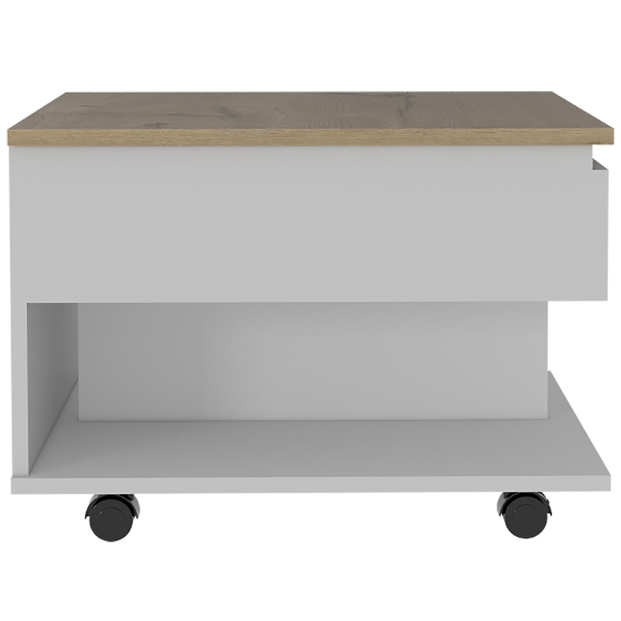 2736 22" White And Light Oak Manufactured Wood Rectangular Coffee Table With Drawer
