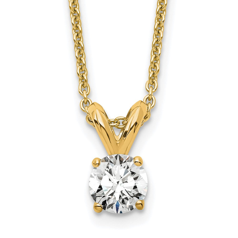 2864 14k Gold 1 4 Ct Round Lab Grown Diamond Solitaire Pendant Necklace 18" Clarity VS  Color D E