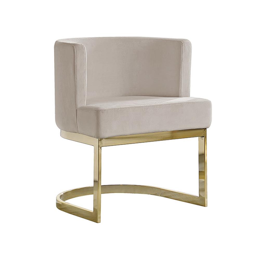 2736 Beige Velvet Side Chair with Gold  Chrome Base   Single