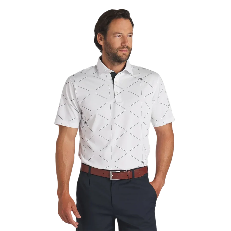 TEE2GREEN Puma AP Geo Golf Polo   White
