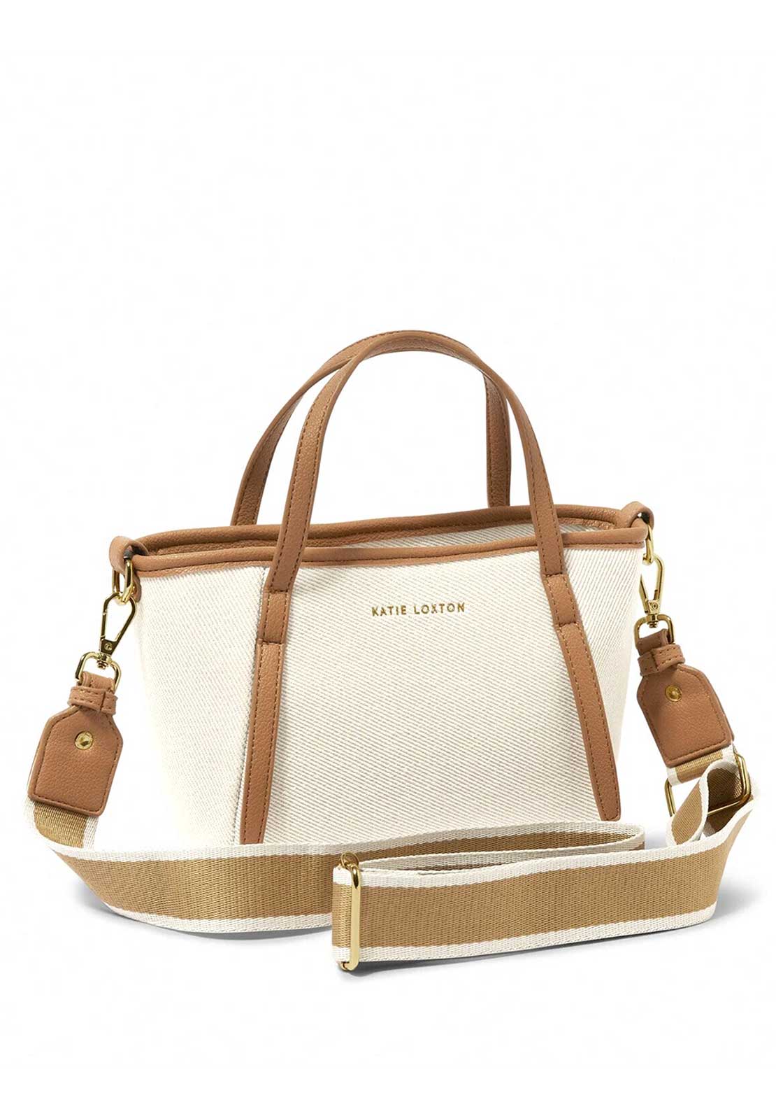 Katie Loxton Capri Canvas Mini Grab Bag  Off White & Tan