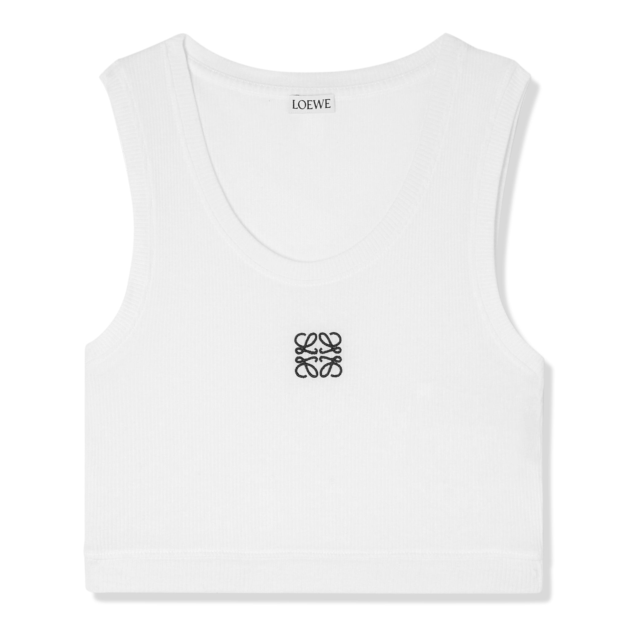 Loewe Cropped Anagram Cotton Tank Top White