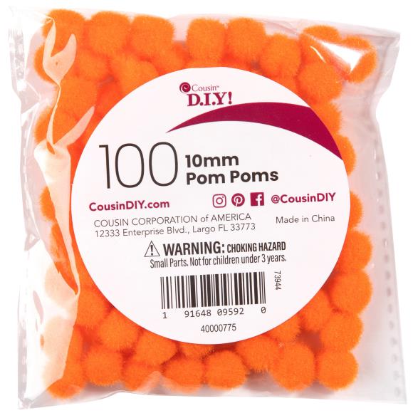 COUSIN DIY 100 Pack 10 MM Pom Poms POM4000