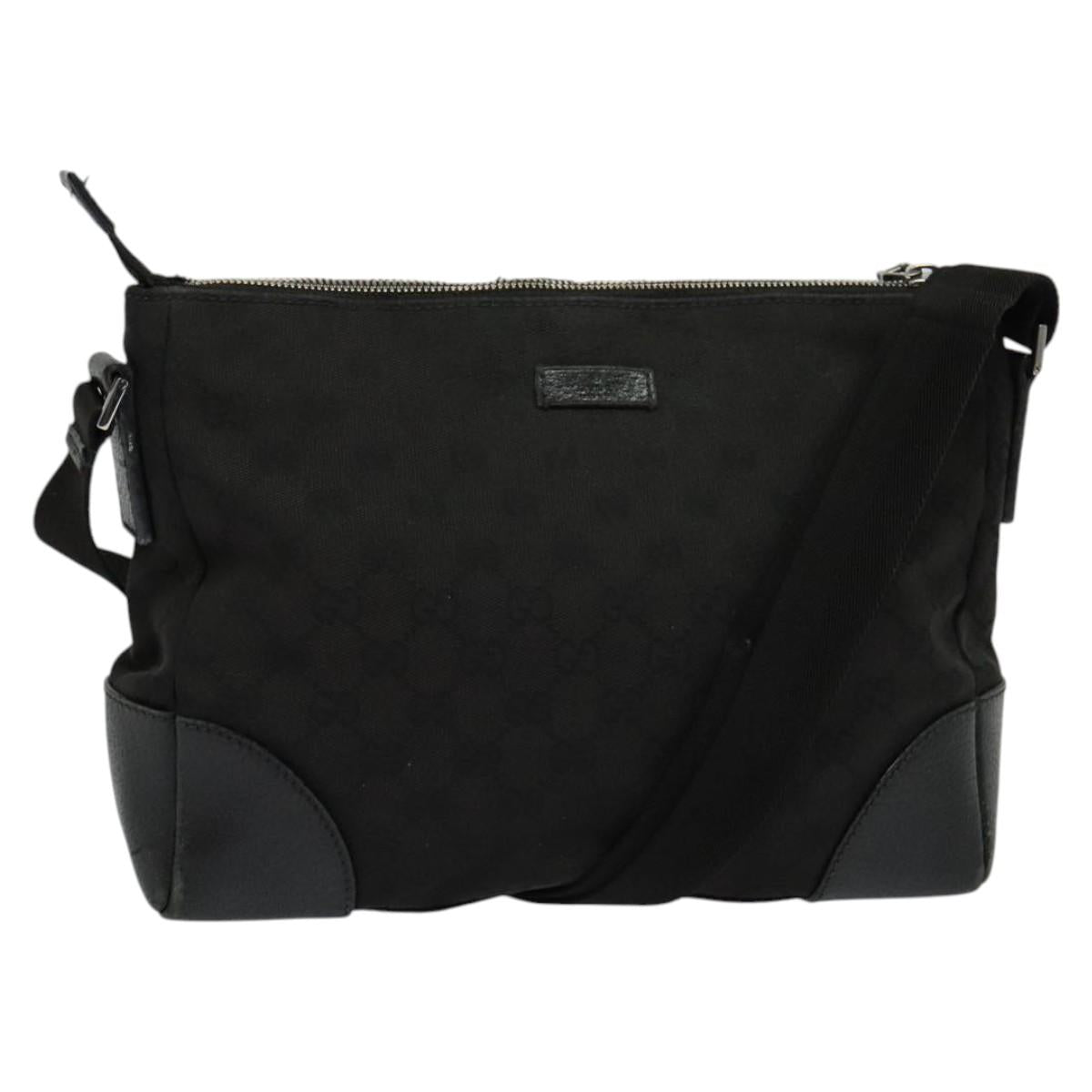 GUCCI GG Canvas Shoulder Bag Black Silver 114273 Auth th5949