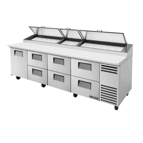 TRUE TPP AT 119D 6 HC Pizza Prep with Stainless Steel Cover and Cutting Board