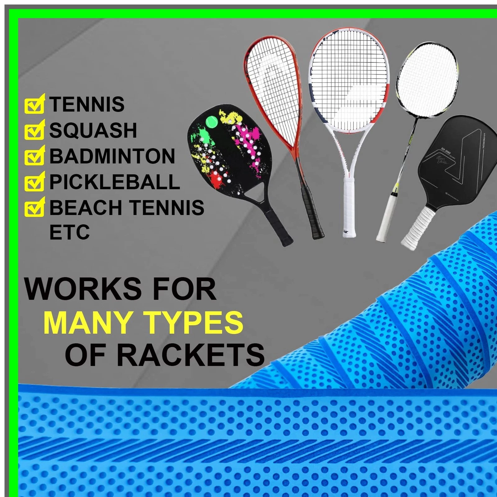 BABOLAT SweatGuard DotGrip Tennis Overgrip Tape 6 Pack Blue