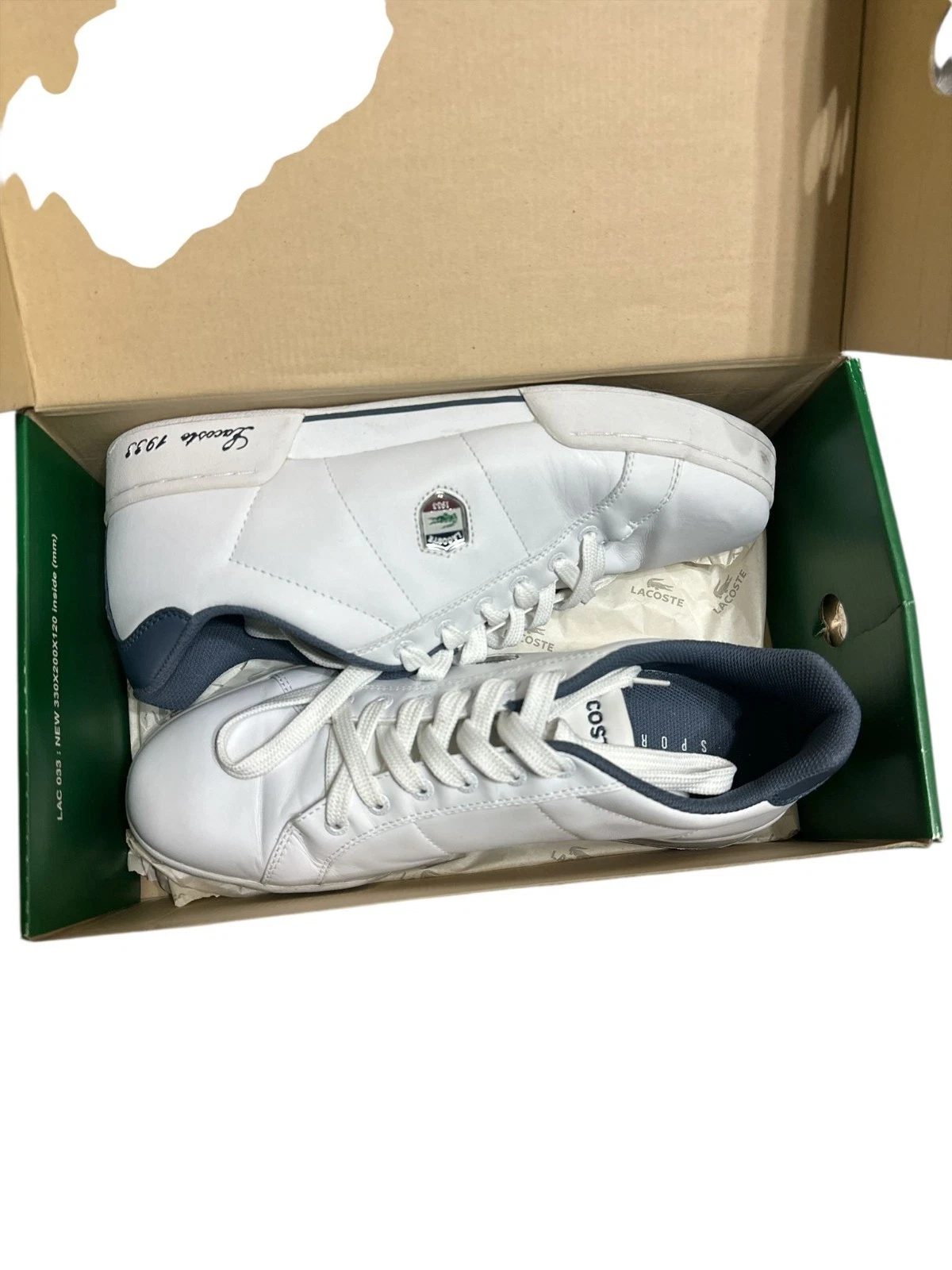 LACOSTE SPORT Lacoste Mens Tribune Enamel AG Lace Up White Tennis Shoes Size 12