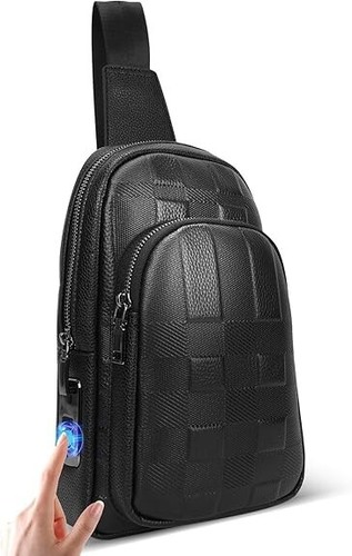 LOTUFF Fingerprint Unlock Anti Theft Proof Crossbody Bag Men for Travel Genuine