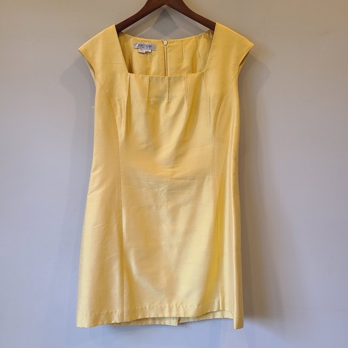 Vintage Kay Unger Women's Mini Dress Size 14 Yellow Cap Sleeve Cocktail Wedding