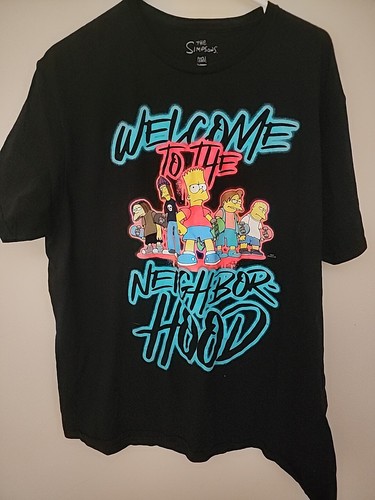 Men's The Simpsons Welcome To The Neighborhood Black 2xl Graphic T Shirt Bart