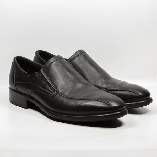ECCO Tray Tech Black Leather Bicycle Toe Loafers Comfort Shoes Mens 41 US 7 7.5