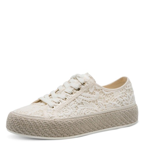 Sneakers Donna Bianche in Tessuto Macramè Suola Platform 3 cm TAMARIS
