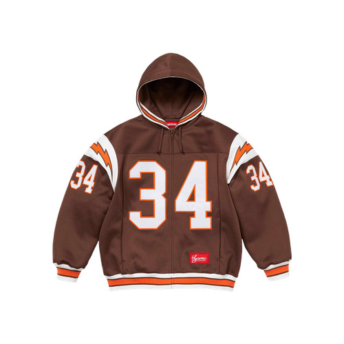 Supreme Football Zip Up Hooded Sweatshirt Brown   24SS