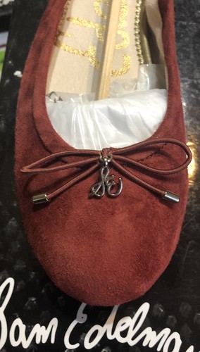 PIATTI BALLETTO SAM EDELMAN FELICICIA PAPRIKA in pelle scamosciata $100 nuovi rossi 7 8