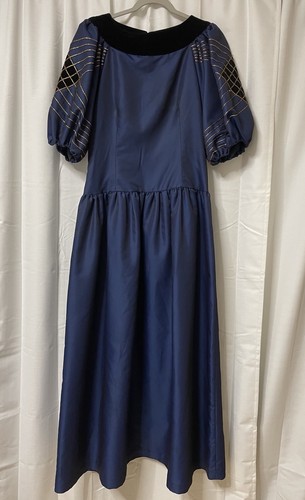 PALACE Vintage Morton Myles For The Warrens Blue Puff Sleeve Dress Medieval Castle 10