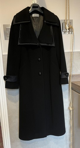 CARLA ZAMPATTI TERESA TARDIA Very Smart Black Misto Cashmere Italian Coat Size 12
