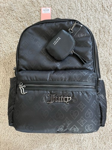 $100 Juicy Couture On The Go XL Black Backpack   Baby Bag With Coin Purse BNWT!