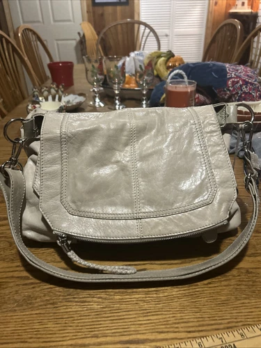 The SAK Taupe Gray Crossbody Pebbled Leather Satchel F Over Hobo Shoulder Bag