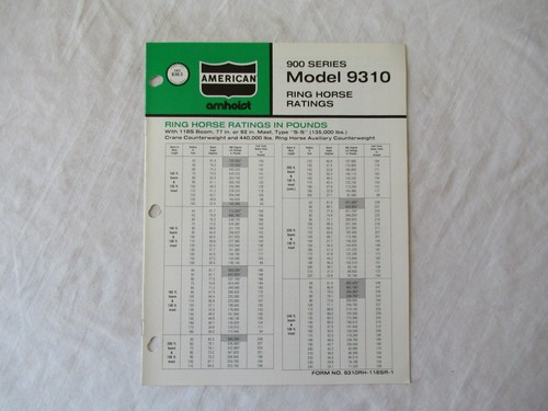 American crane 900 series 9310 crane ring horse rating data brochure 8 pages