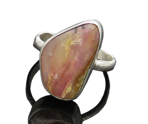 JENNIFER BEGAY NAVAJO 925 Silver Vintage Agate Cocktail Ring Sz 7 RG17396