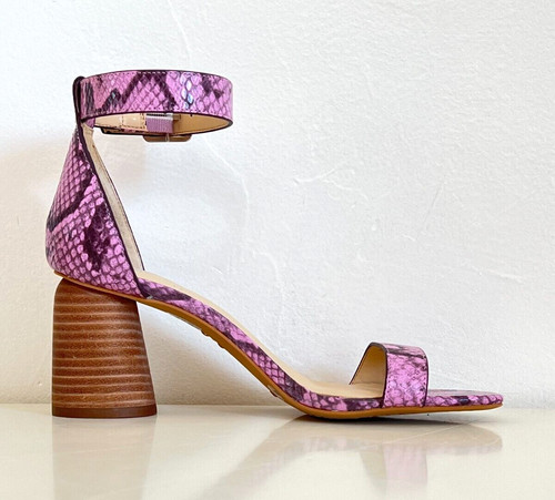 Sandali in pelle Vince Camuto due pezzi tacco bestola lavanda Cotia serpente 9 M