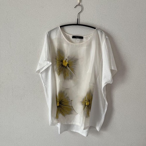 Max Mara Weekend Short Sleeve Blo White Floral Sheer S