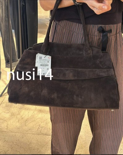 ZARA WOMAN NWT BNWT SPLIT SUEDE SHOULDER BAG BROWN 6045 410 6046 410