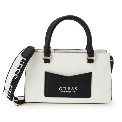 Guess Black and White Satchel with G Hardware