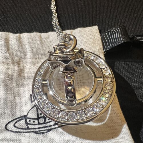 Vivienne Westwood Nana Big Full Crystal Bling Orb Saturn Necklace #276