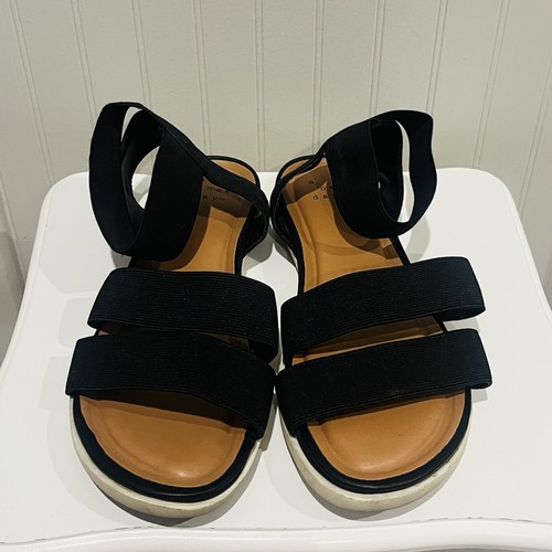 BRANDBLACK Sandali piatti neri con cinturino alla caviglia imbottiti taglia 6 marca un nuovo giorno taglia 6