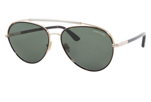 BRAND NEW Tom Ford Curtis Unisex Aviator Sunglasses   Dark Havana Green Lenses