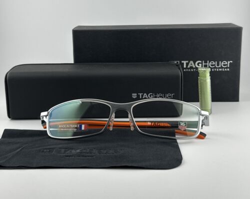 Authentic Tag Heuer TH 0804 Full Rim Gray/Orange Temples France Eyeglass Eyewear